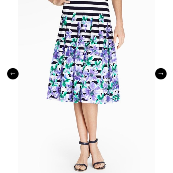 Talbots Dresses & Skirts - Talbots Petites Pleated Floral Striped Skirt